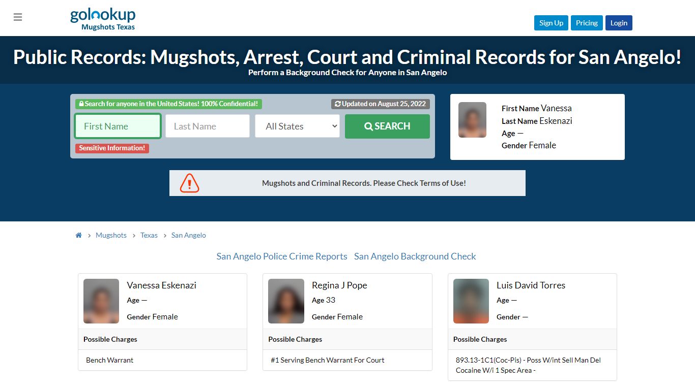 Mugshots San Angelo, Arrest Records San Angelo - golookup.com